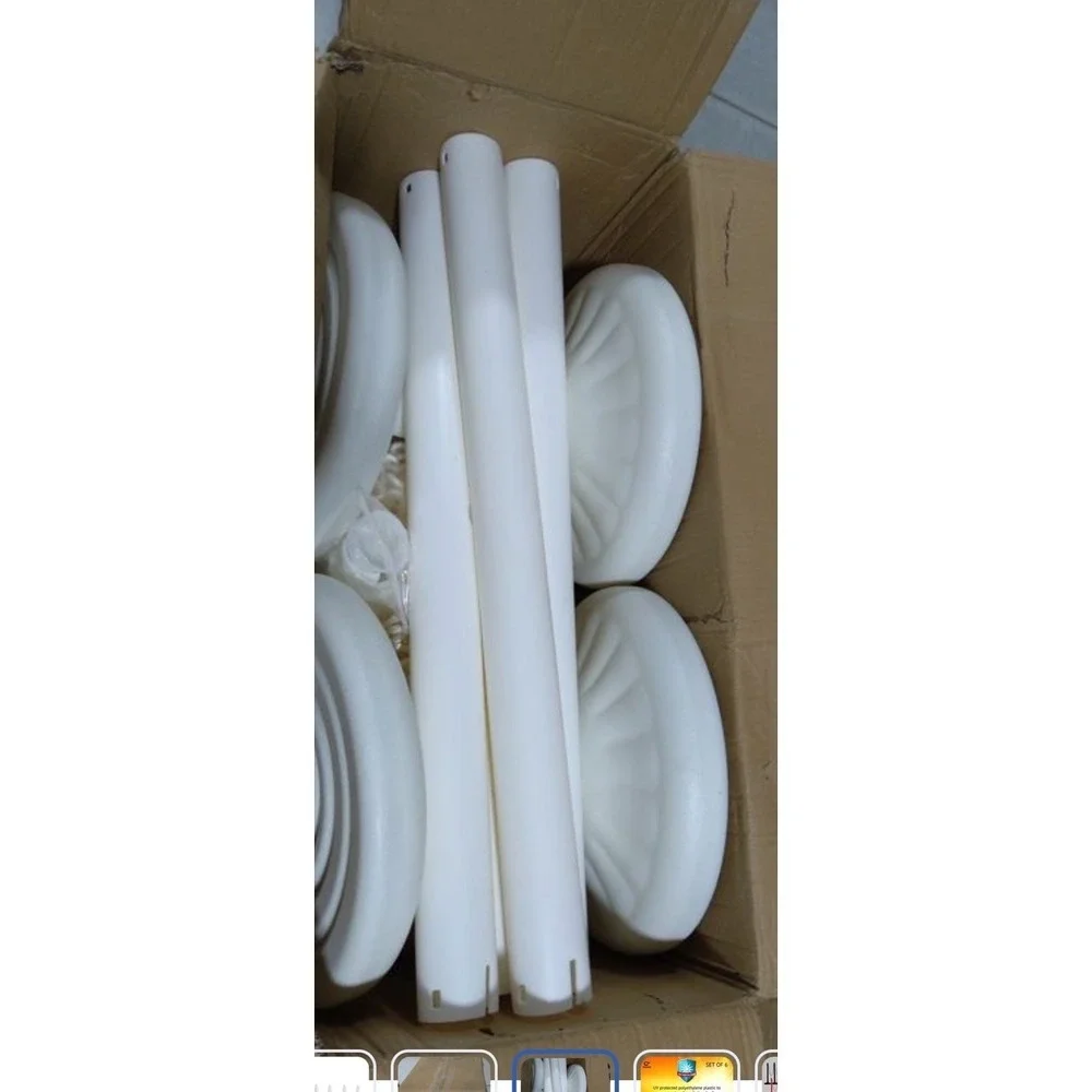 (17)Line Plastic Stanchion White 2.5 Inch Diameter with 50 Foot Chain 6pack